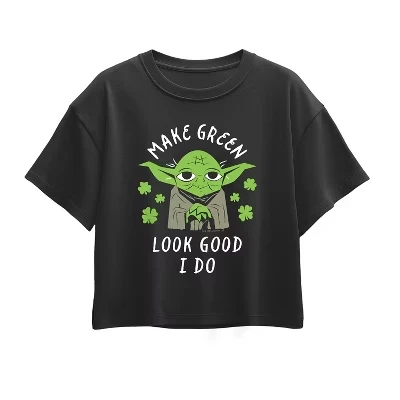Черная футболка с коротким рукавом и квадратным рисунком Yoda Make Green Look Good