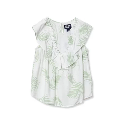 Топ для девочек Lands End Breezy V-Neck, зеленый