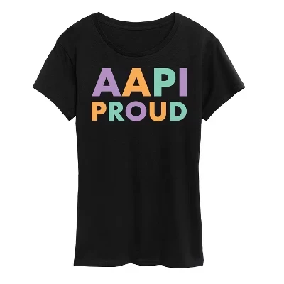 Женская футболка с коротким рукавом и графическим принтом AAPI Proud, черная