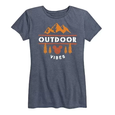 Женская футболка Disney Outdoor Vibes с принтом, меланжево-голубая