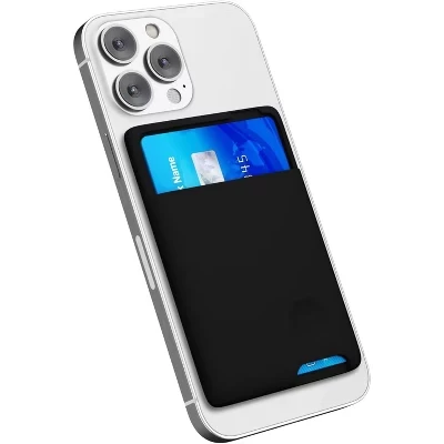 Держатель для карт, совместимый с iPhone / Galaxy / всеми телефонами - [Силиконовый] Задний карман для бумажника на липучке, черный