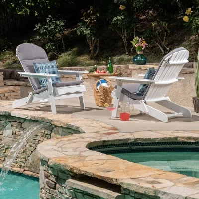 Уличные стулья Malibu из дерева акации Adirondack с подушками (комплект из 2-х)