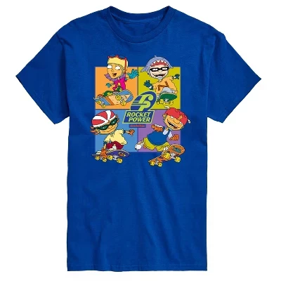 Мужская футболка Rocket Power Otto Regina Sam Maurice Skaters с коротким рукавом и графическим рисунком, синяя