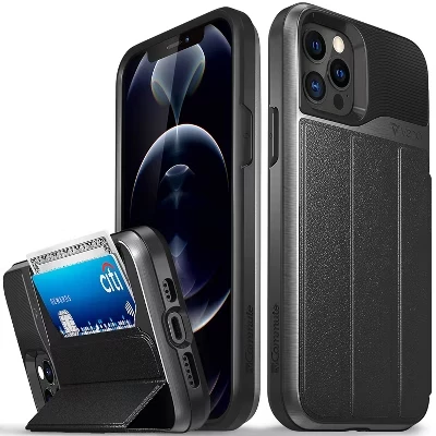 Чехол-портмоне vCommute для Apple iPhone 12/12 Pro, чехол с подставкой, кожаный держатель для карт [Защита от падения военного класса], сине-черный