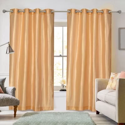 Роскошная пара панелей для штор Ruthy's Textile с люверсами из искусственного шелка размером 54 x 84 дюйма Каждая золотистого цвета