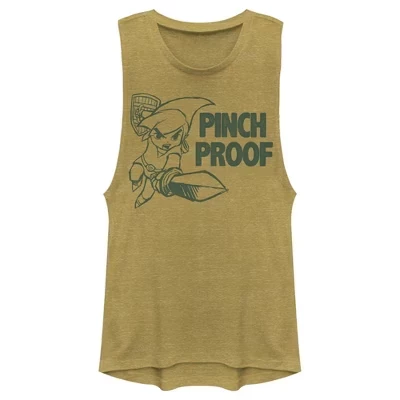 Женская футболка Legend of Zelda для юниорок на День Святого Патрика Link Pinch Proof Distressed Festival Muscle Tee gold heather