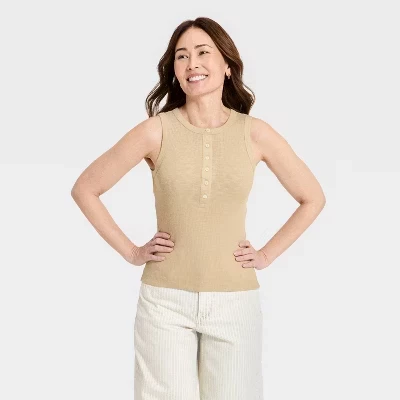 Женская майка Universal Thread Henley, песочная
