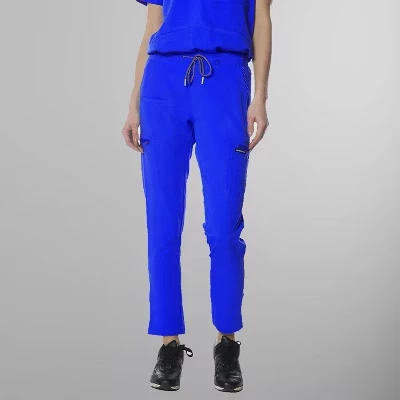 Женские брюки-карго Scrub Jogger с открытой нижней частью штанины (сумки с карманами на талии с принтом) королевского синего цвета
