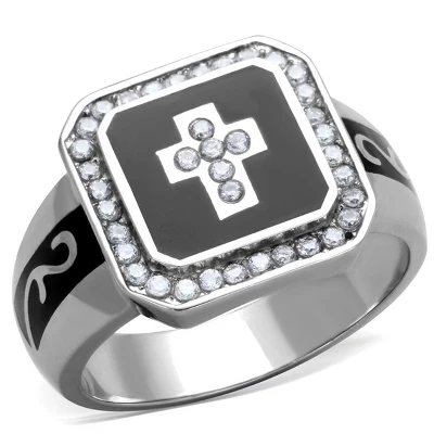 Женское кольцо SlickBlue Cross из стали, серебристое