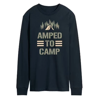 Мужская футболка с длинным рукавом Amped To Camp с графическим рисунком темно-синего цвета