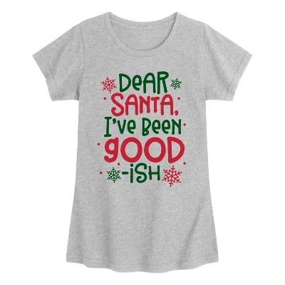 Милая футболка с рисунком Dear Santa Goodish, приталенная, с коротким рукавом