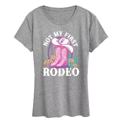 Женская футболка Not My First Rodeo с коротким рукавом и графическим рисунком серого цвета.
