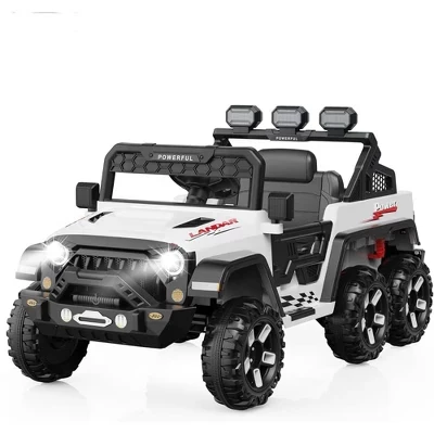 24V Kids Ride on Car с дистанционным управлением 2.4G | 6-колесный электромобиль с 4WD и 3 скоростями, игрушка на батарейках для малышей в возрасте 3-6 лет белого цвета