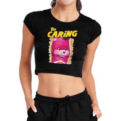 Women's  Halloween The Caring Cap Sleeve Baby Rib Crop Top black