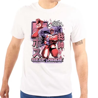 Футболка с графическим рисунком Street Fighter M Bison, сделанная своими руками, мужская или женская, лицензионная, черного цвета