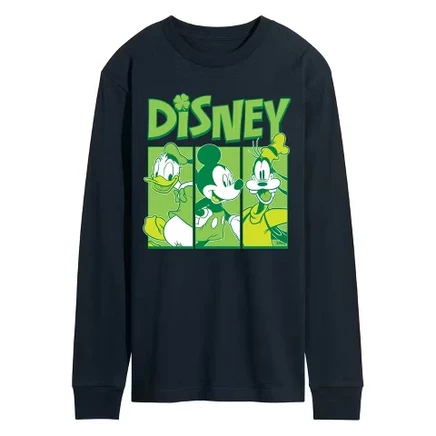 Мужская футболка Disney Grid Shamrock с длинным рукавом, синяя