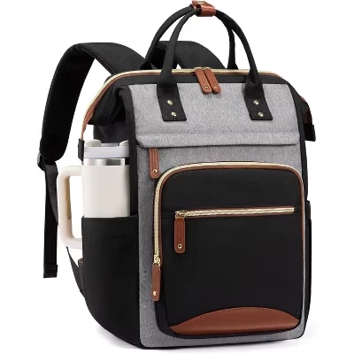 Waterproof Laptop Backpack for Women - 15.6 Inch Work Bag with Large Cup Pocket for School & Travel. black