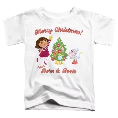 Футболка для маленьких мальчиков Dora The Explorer Happy Holidays от Dora And Boots белого цвета