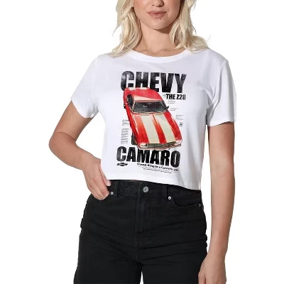 Женская футболка Camaro Z28 Crop Top белого цвета