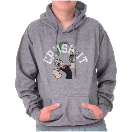 Унисекс худи Brisco Brands с принтом Popeye, серый