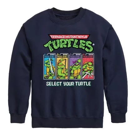 Выберите свою флисовую толстовку с изображением видеоигры Turtle с длинным рукавом синего цвета