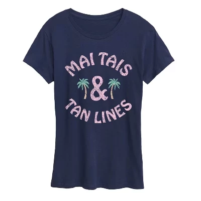 Женская футболка с коротким рукавом и графическим рисунком Mai Tais и Tan Lines синего цвета