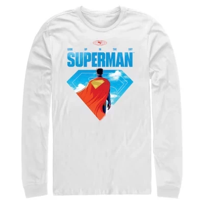 Мужская рубашка с длинным рукавом Superman Caped Hero белого цвета