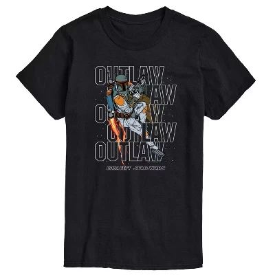Мужская футболка с коротким рукавом Outlaw Boba Fett с графическим рисунком, черная