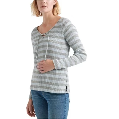 Женская блузка Lucky Brand со шнуровкой, серебристая