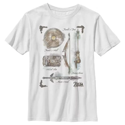 Футболка Zelda Quest Gear Array для мальчика, белая