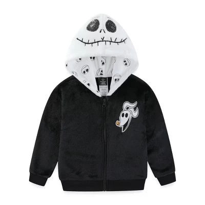 Толстовка с капюшоном из кораллового флиса на молнии для девочек Disney Nightmare Before Christmas Jack Skellington для малышей и больших детей черного цвета