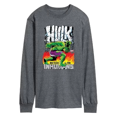 Men's -  - Hulk Battles the Inhumans Long Sleeve Graphic T-Shirt heather charcoal