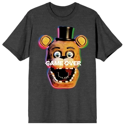 Мужская футболка Five Nights At Freddy's Game Over Cradle розового цвета с круглым вырезом и коротким рукавом серого цвета