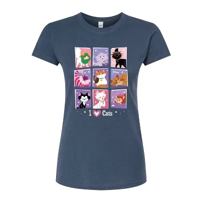 Женская футболка с классическим рисунком Disney Classics - Сетка из разноцветных Кошек, цвет индиго