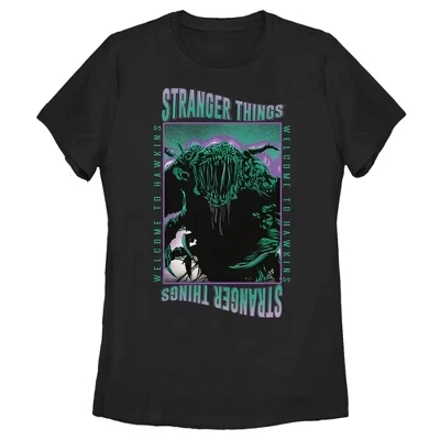 Женская футболка Stranger Things Hawkins Demogorgon, черная
