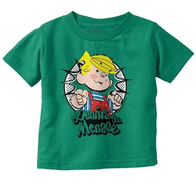 Ретро Олдскульная футболка с рисунком для малышей Dennis The Menace лицензионного красного цвета