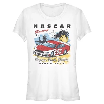 Летняя пляжная футболка Juniors Womens Racing Car 63 белого цвета