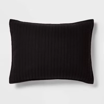 Выстиранное хлопковое сатиновое одеяло Sham -™ black