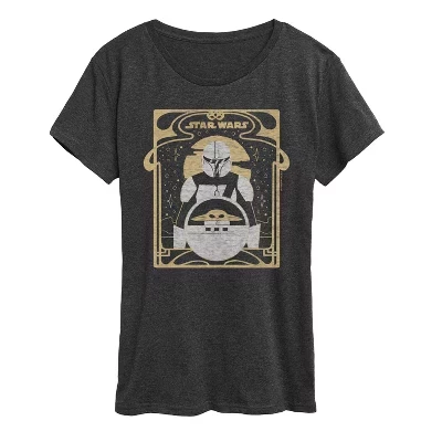 Женская футболка The Mandalorian Mando Celestial с коротким рукавом и графическим рисунком heather charcoal