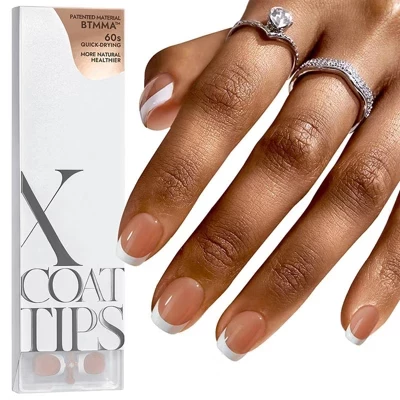 Накладные ногти BTArtboxnails XCOATTIP® - Белый френч - Квадратные ногти -150 карат