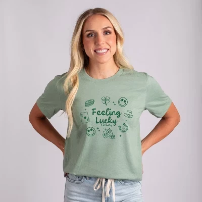 S.W.Smiley Feeling Lucky - Women's Short Sleeve Graphic T-Shirt sage