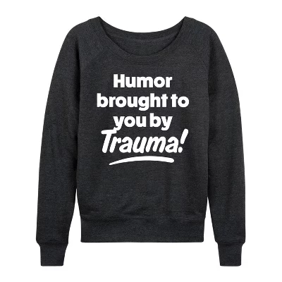Женский юмор от Trauma - Легкая рубашка из французского махра с широким вырезом и длинными рукавами, выполненная в графическом стиле heather charcoal