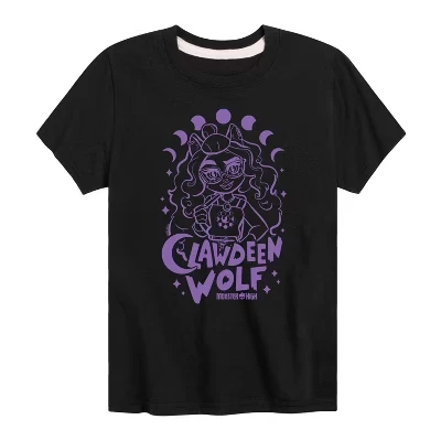 Футболка с коротким рукавом и графическим рисунком Clawdeen Wolf Moon Phases черного цвета
