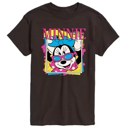 Мужская футболка в стиле ретро с коротким рукавом и рисунком Minnie темно-коричневого цвета