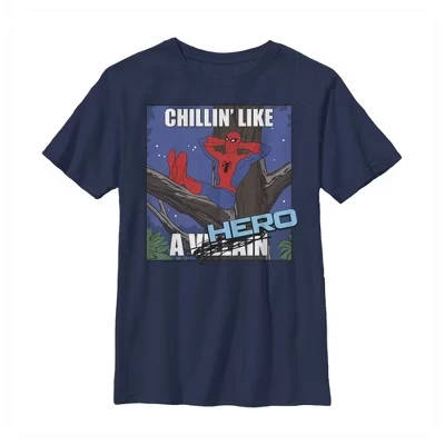 Boy's  Spider-Man Chillin' Like a Hero T-Shirt navy blue