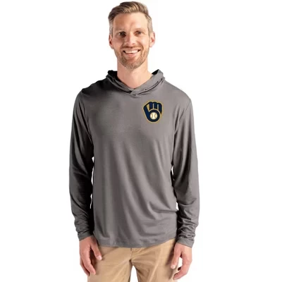 Переработанная мужская рубашка с капюшоном Milwaukee Brewers Coastline Epic Comfort серого цвета