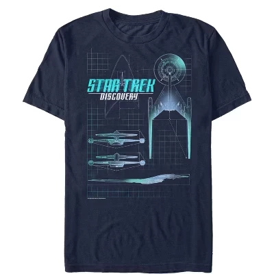 Мужская : Футболка Discovery Starfleet USS Discovery Schematics, синяя