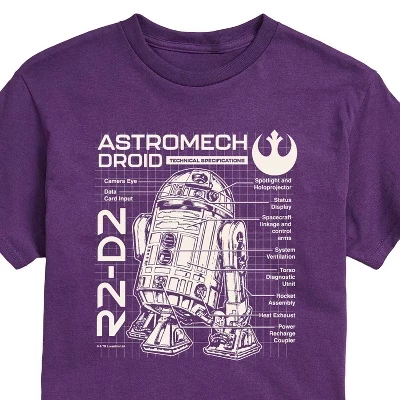 Men's -  - R2D2 Blueprint Short Sleeve Graphic T-Shirt purple