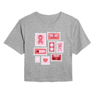 Укороченная футболка с рисунком heather grey для женщин с надписью 