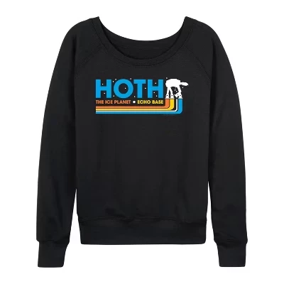 Women's -  - Hoth Horizontal Chest Hit Lightweight French Terry Wide Neck Long Sleeve Graphic Shirt black